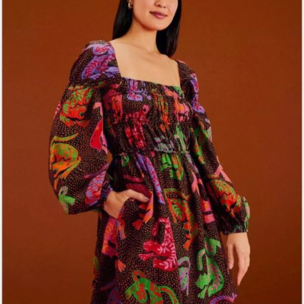NWT Farm Rio // Black Wild Leopards Mini Dress $195 // Size Small